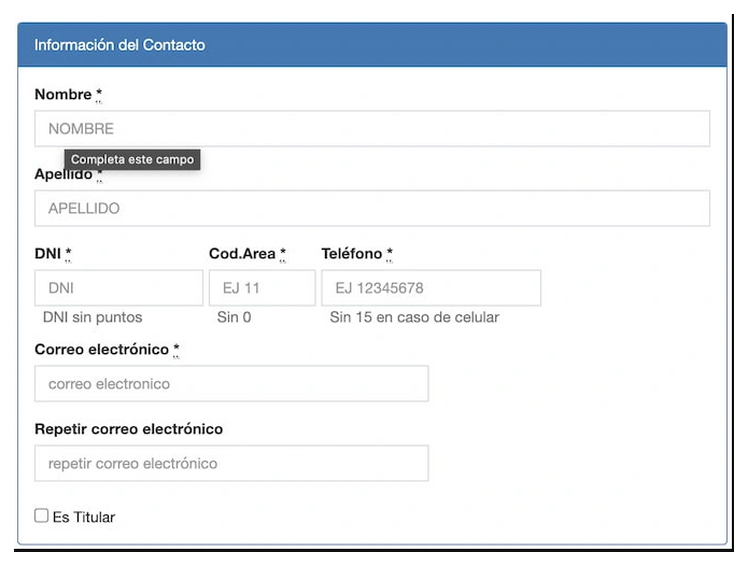 Paso 2 para sacar turno de la VTV en Tres Arroyos: información del contacto